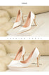 Elegant Crystal-Embellished Silk Pointed Toe Pumps for Women - Luxurious High Heels Perfect for Bridal and Evening Wear, Sexy Dress Shoes with Thin Heels